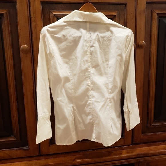 Like NEW Signature by Larry Levine White Tuxedo Blouse Size Small - Picture 6 of 6
